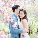 Fairmount park cherry blossom engagement session