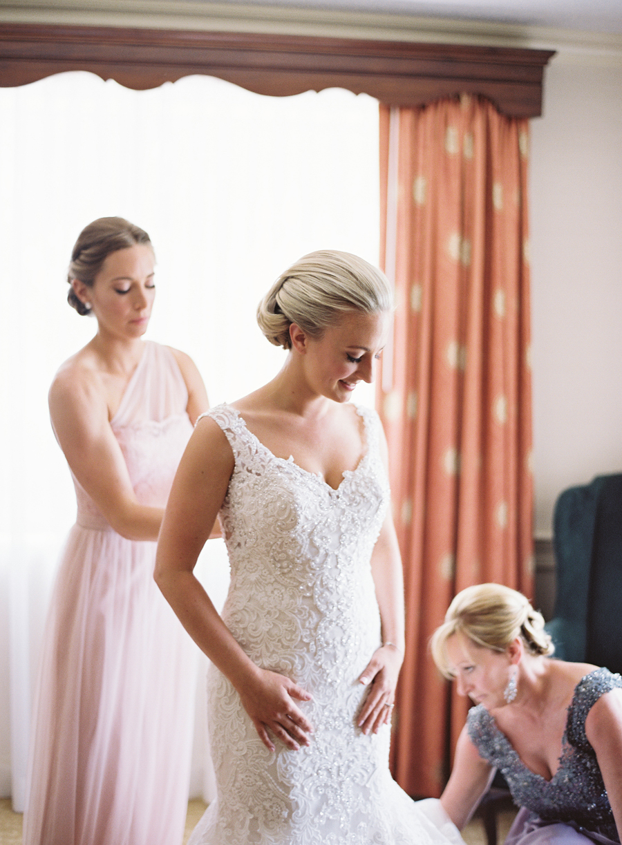 film photo of bride getting ready at Phoenixville Foundry wedding
