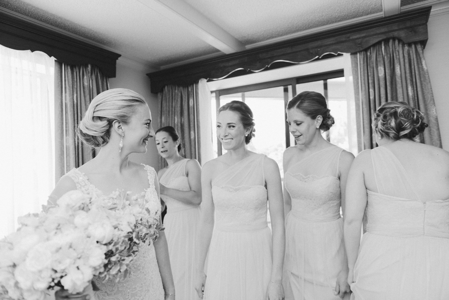 maid of honor smiling at bride