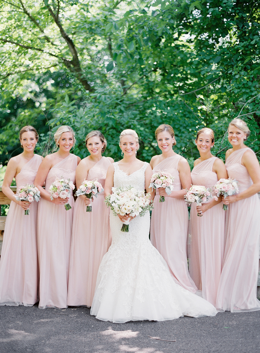bride with her bridesmaids at Phoenixville Foundry wedding