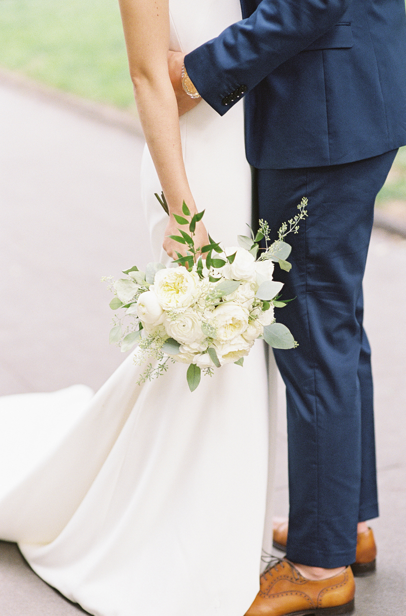 film image of brides white bridal bouquet