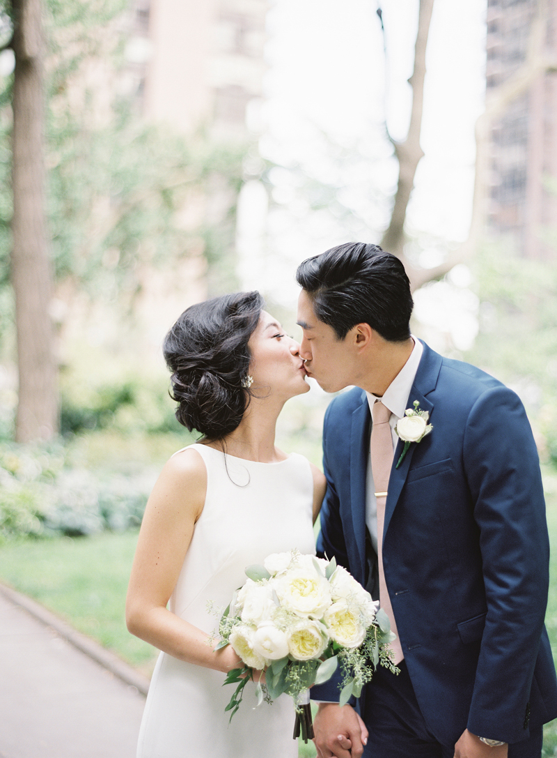 Contax 645 image of bride and groom kissing