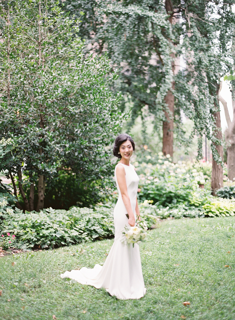 contax 645 image of bride in greenery