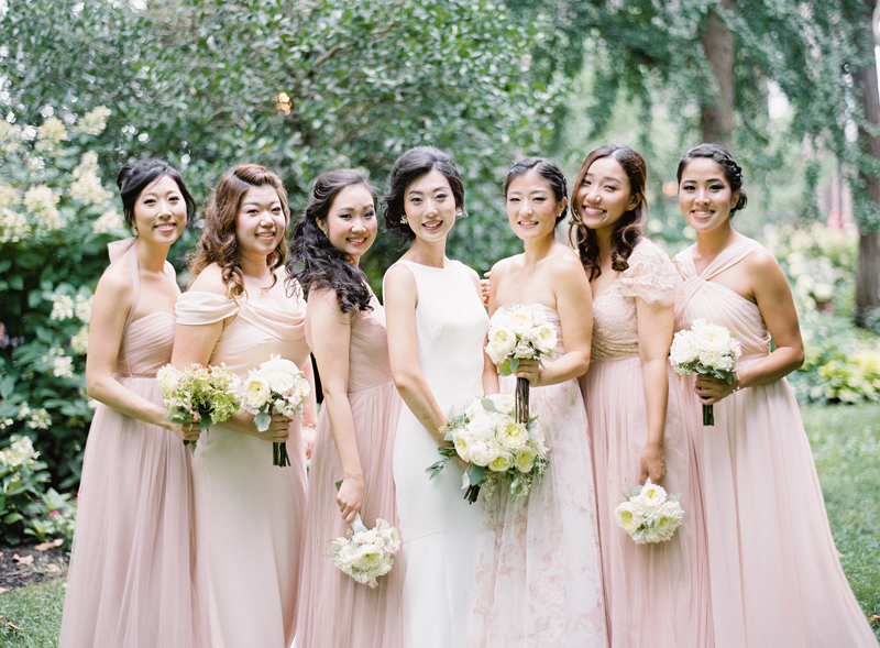 coral bridesmaids dresses by Jenny Yoo