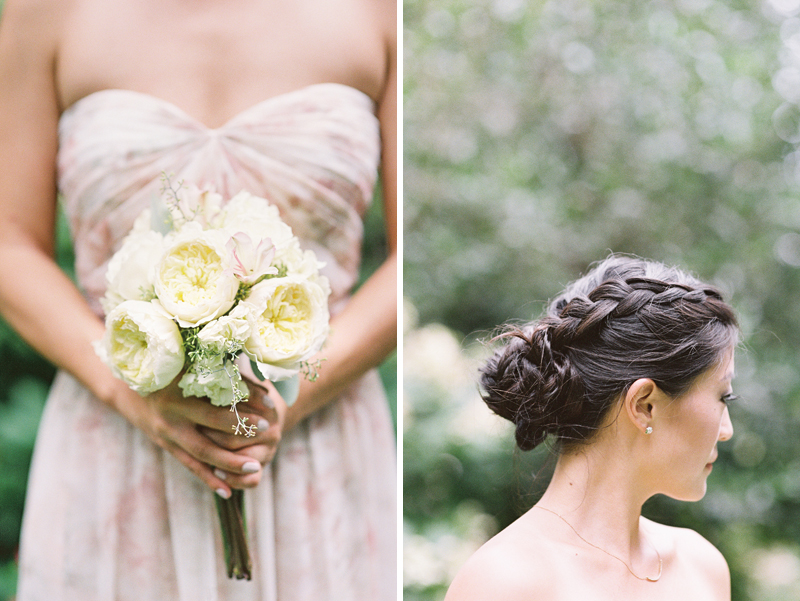 bridesmaids bouquet and braided hair