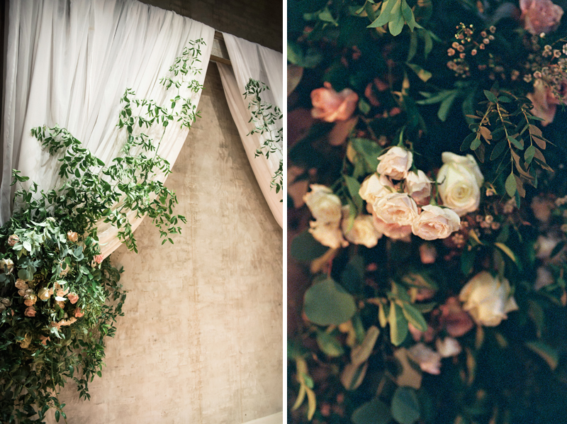 small white roses of ceremony arch