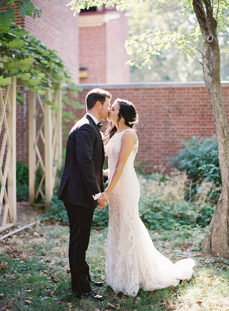 bride and groom at the 18th Century Garden in Philadelphia PA, film image