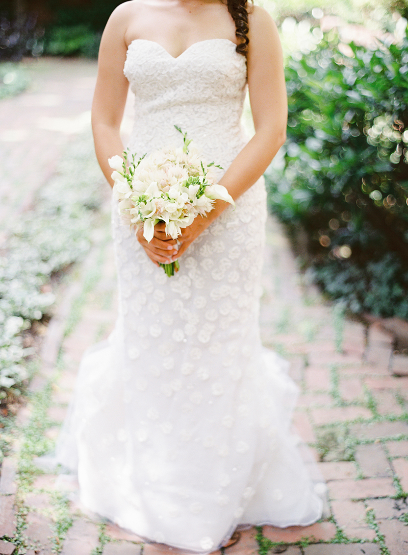 Diana's bouquet at Colonial Dames courtyard, film image