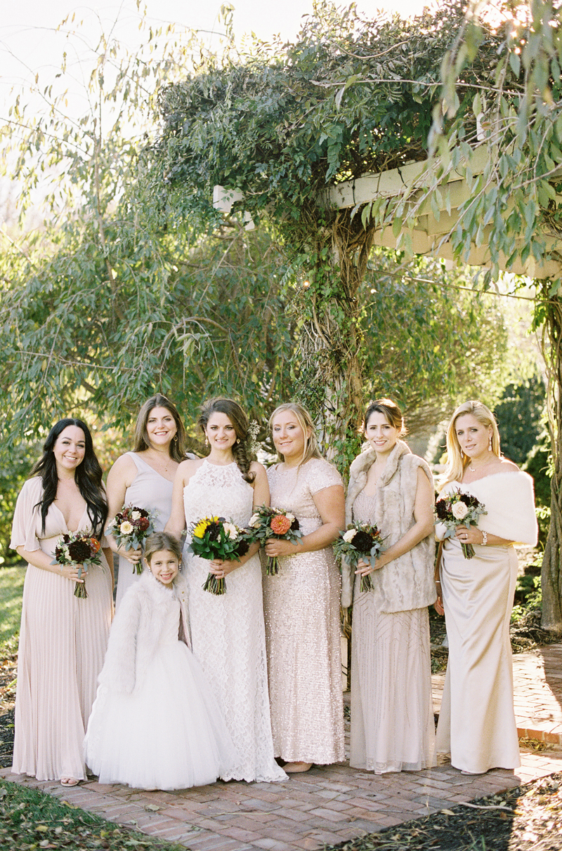 bride with her bridesmaids at Brandywine Manor House