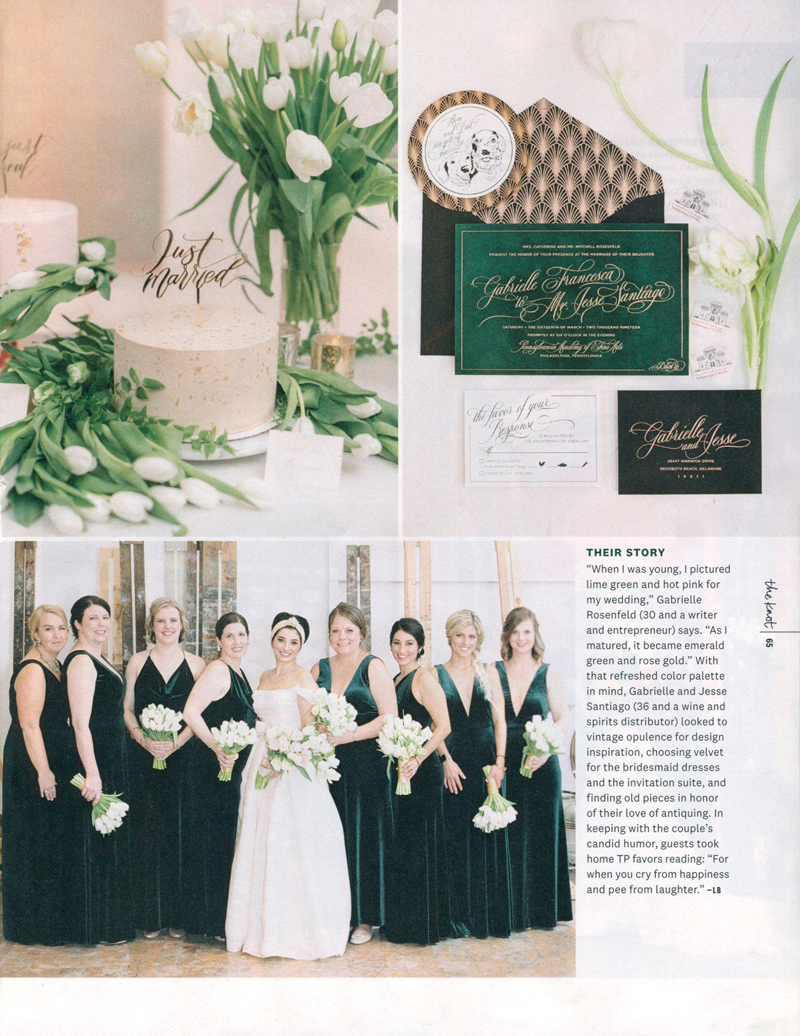 Gabrielle and Jesse's PAFA wedding The Knot Magazine Spring Summer 2020 Issue