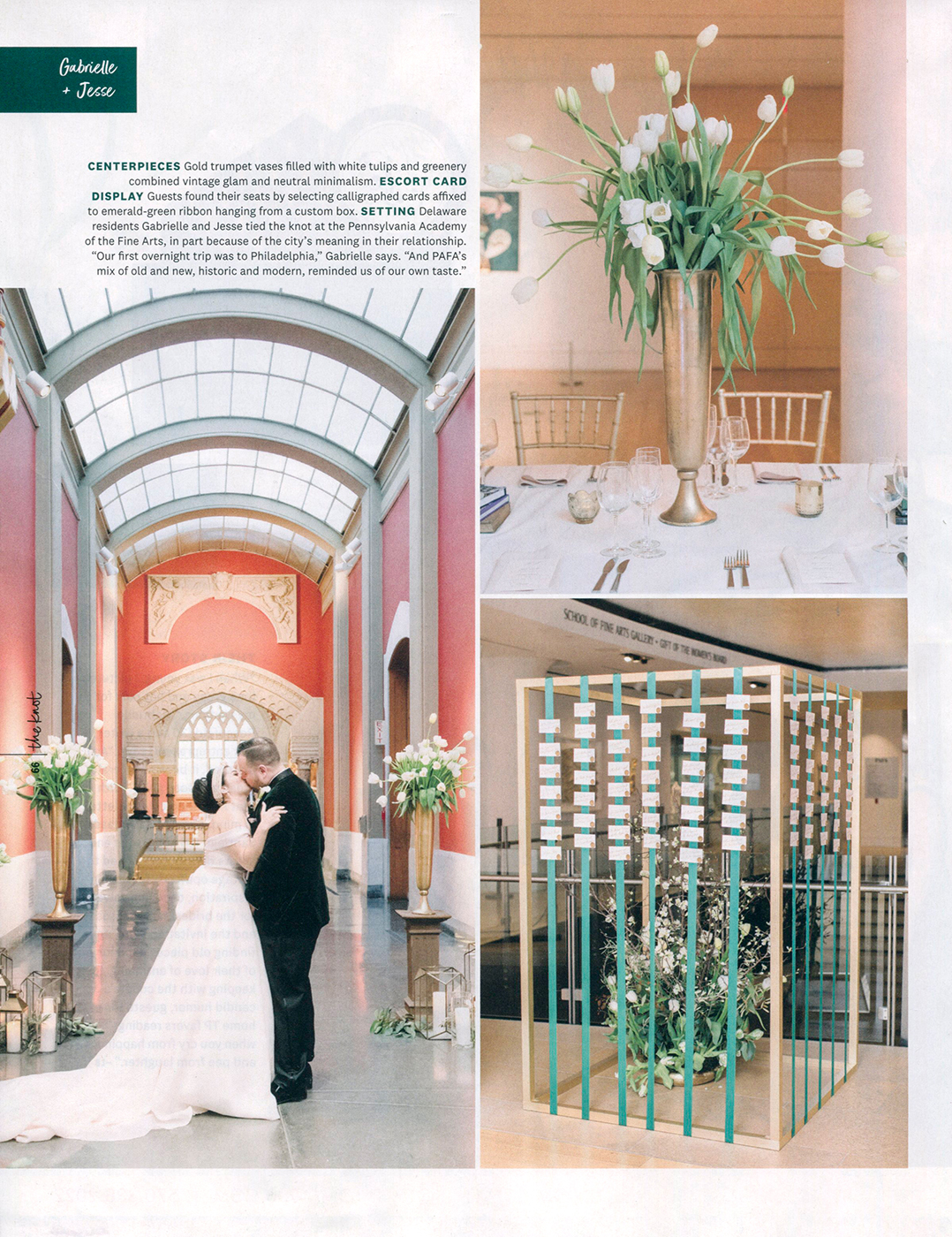 Gabrielle and Jesse's PAFA wedding The Knot Magazine Spring Summer 2020 Issue